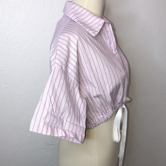 SEEK the Label Striped Crop Button Down Top Size M - Picture 2 of 7